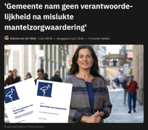 Schermopname van een nieuwsartikel van Carina van Eck op website van Den Haag FM