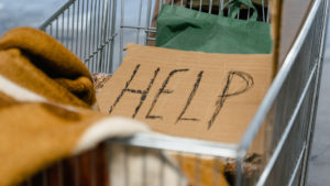 Bordje waar 'Help' op staat geschreven